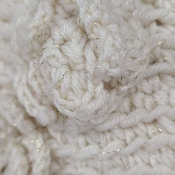 Rue21 Women Ivory Metallic Crochet Knit Ribbed Solid Winter Headband Ear Warmer - Picture 5 of 6